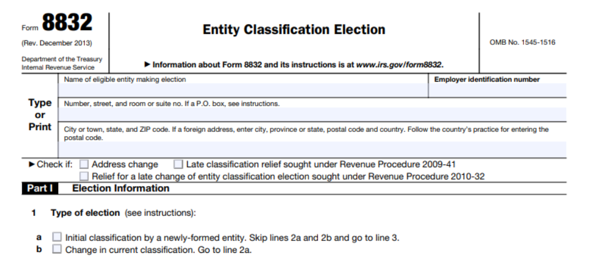 USING FORM 8832 TO CHANGE THE US TAX CLASSIFICATION OF YOUR 